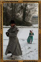 Greatcoat, męski płaszcz zimowy lub podróżny, z pelerynk okrywajc ramiona. 1795 - 1800.